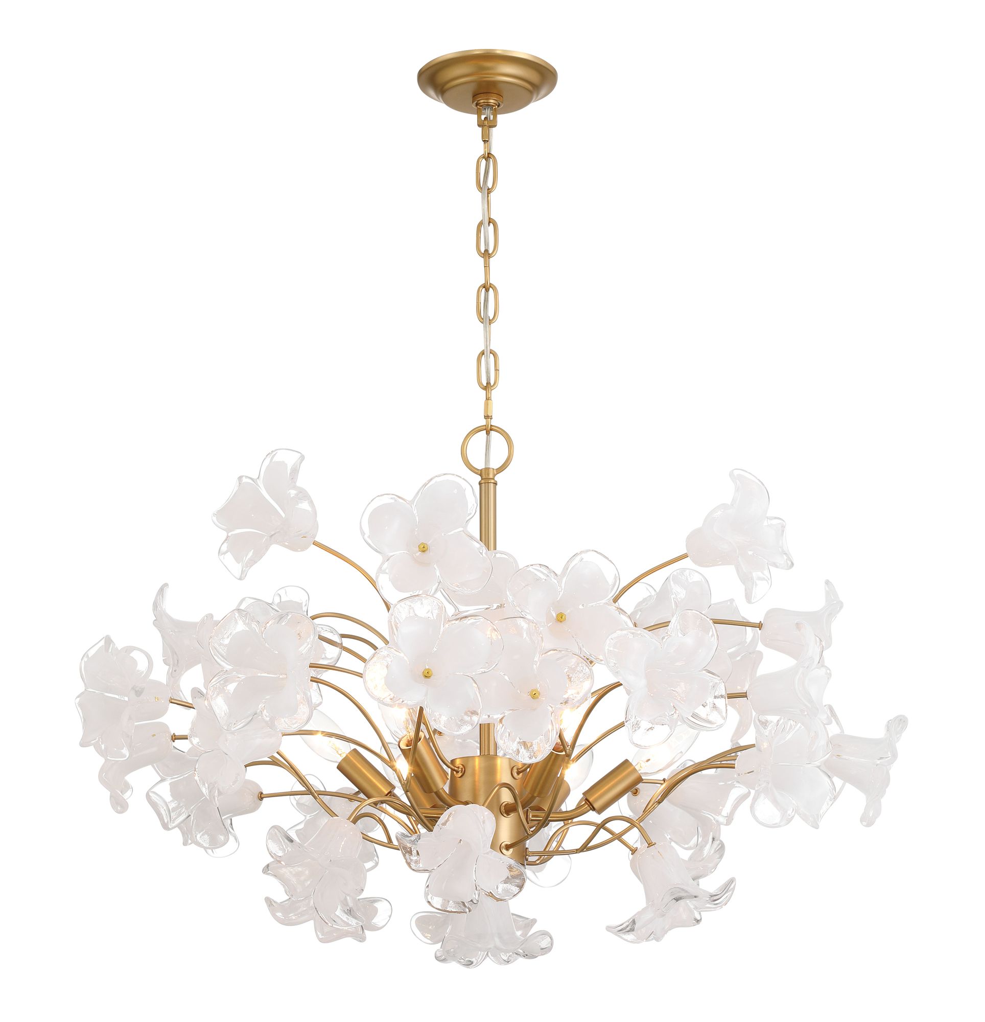 Metropolitan Bloome 6-Lt 29-in Legacy Brass Chandelier with Glass Flowers