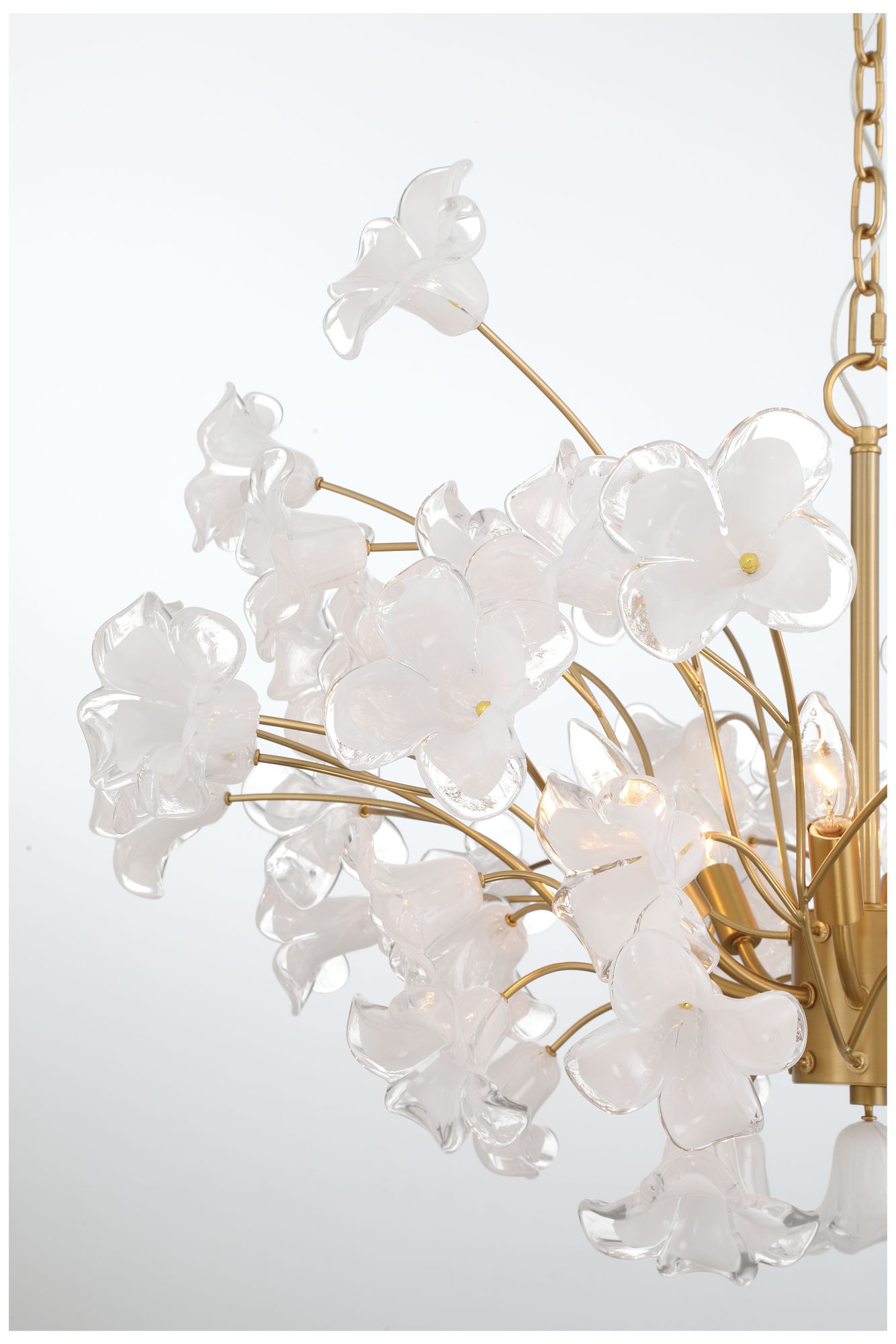 Image 4 Metropolitan Bloome 8-Lt 36.5-in Legacy Brass Chandelier with Glass Flowers more views