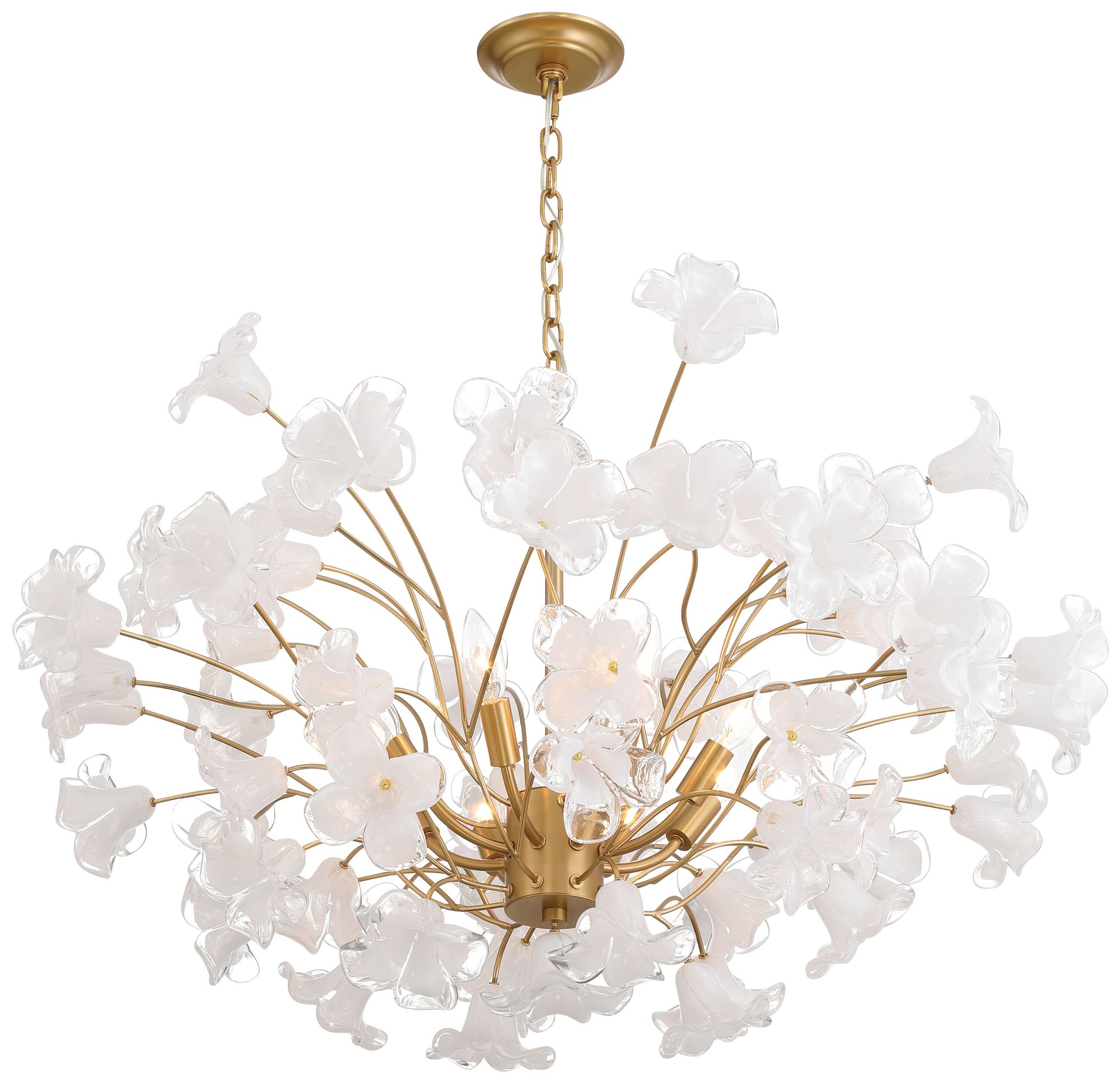 Image 5 Metropolitan Bloome 8-Lt 36.5-in Legacy Brass Chandelier with Glass Flowers more views