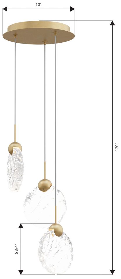Metropolitan Briselle LED 10-in Legacy Brass Mini-Pendant with Glass Shades
