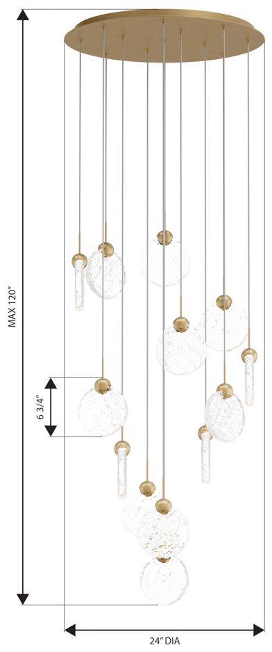 Metropolitan Briselle LED 24-in Legacy Brass Pendant with Glass Shades