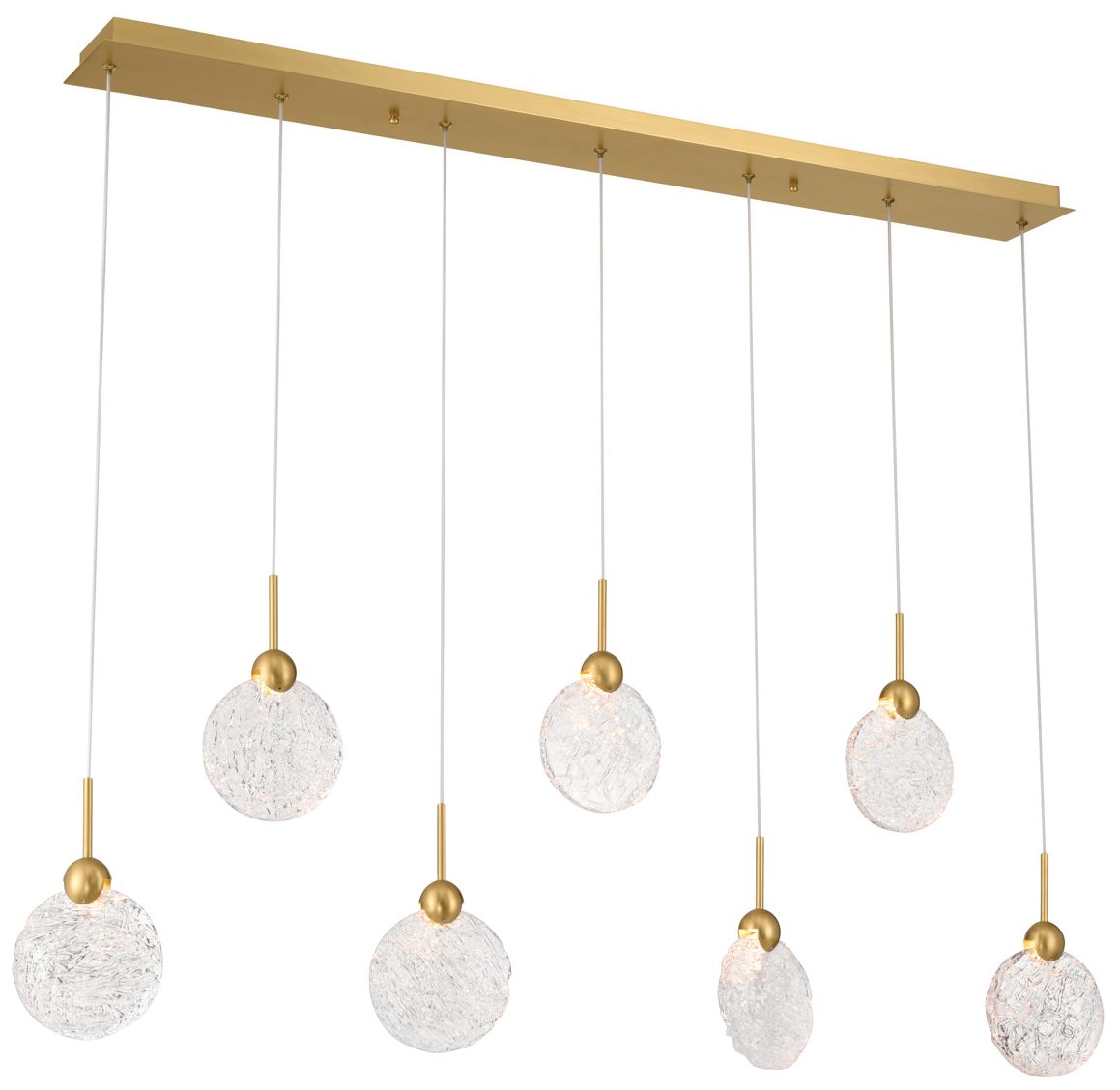 Image 3 Metropolitan Briselle LED 51.25-in Brass Linear Chandelier with Glass Shade more views