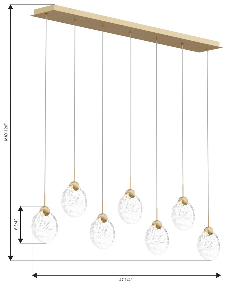 Metropolitan Briselle LED 51.25-in Brass Linear Chandelier with Glass Shade