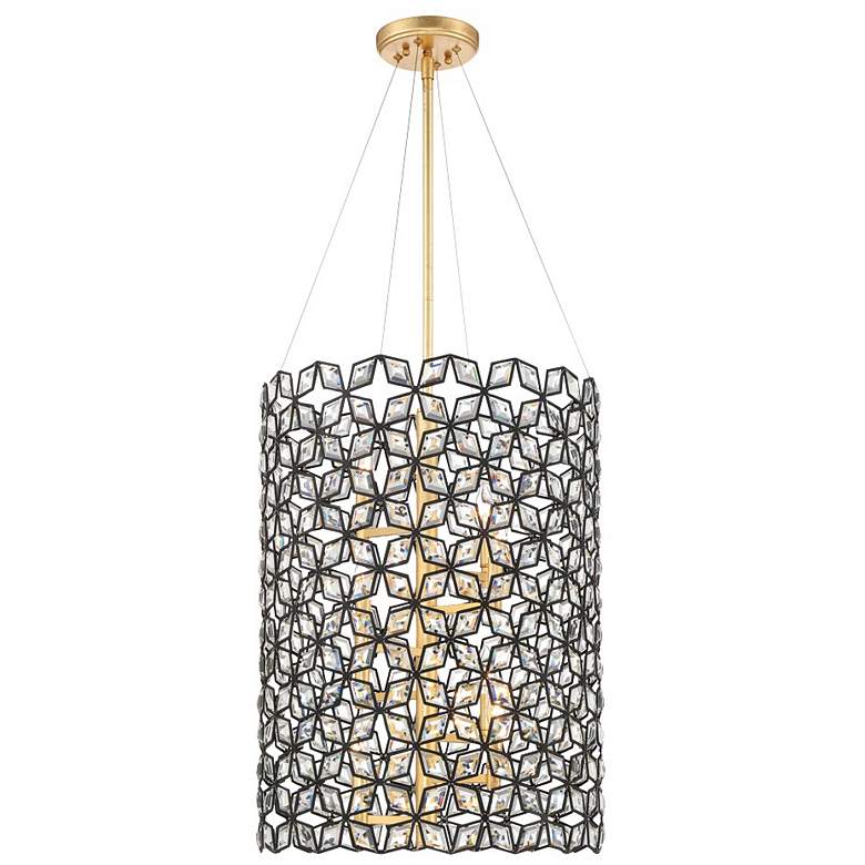 Image 1 Metropolitan Brookcrest 8-Light 20-in Sand Coal Black and Gold Leaf Pendant