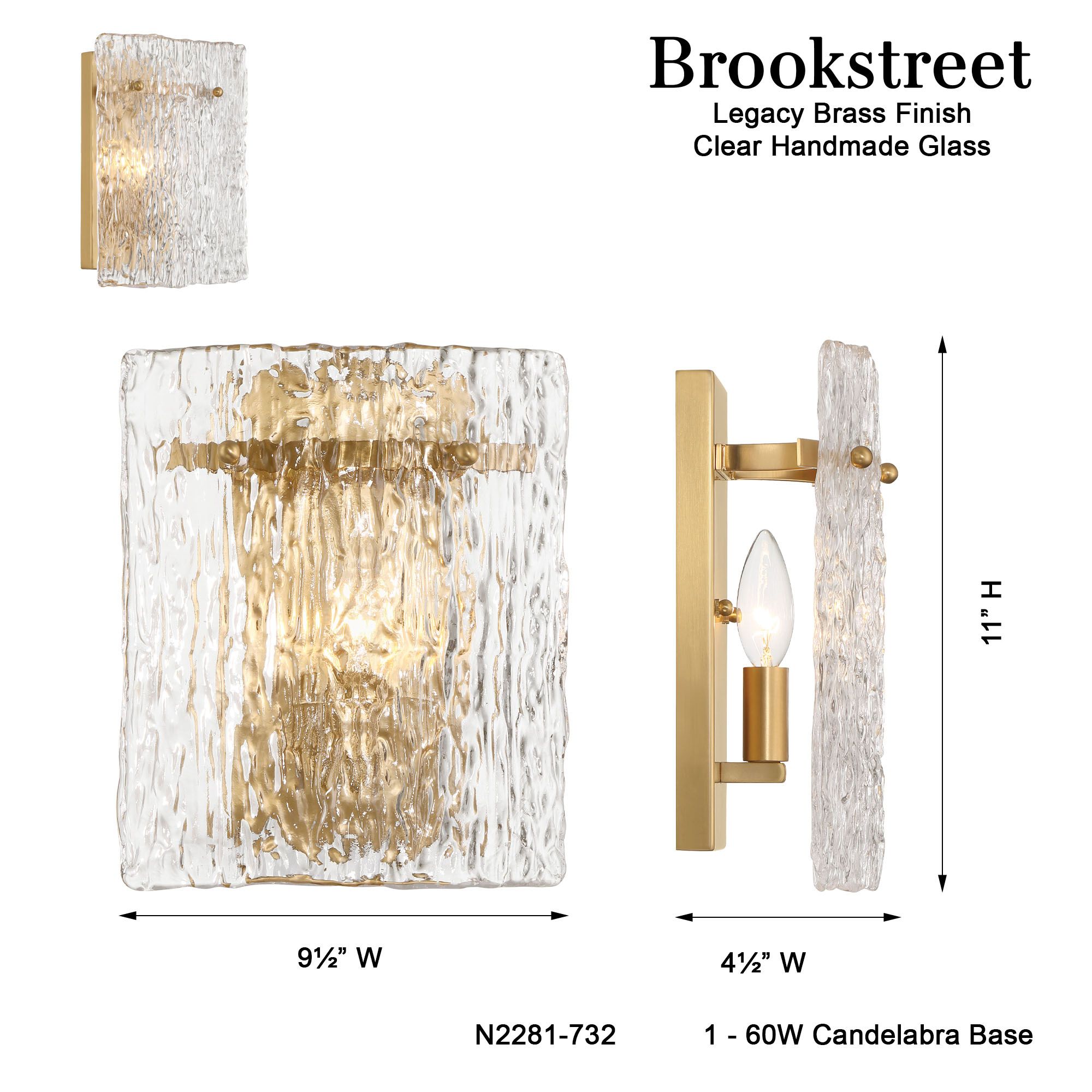 Metropolitan Brookstreet 1-Lt 9.25-in Legacy Brass Wall Sconce with Shade