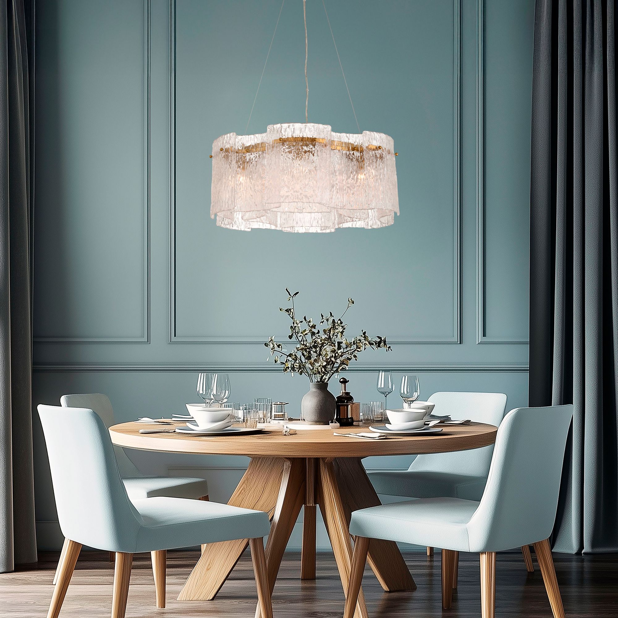 Metropolitan Brookstreet 6-Light 29.5-in Legacy Brass Indoor Pendant