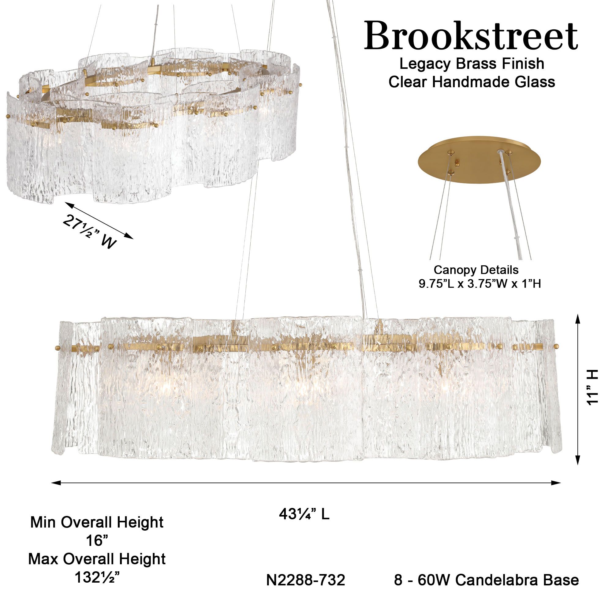 Metropolitan Brookstreet 8-Light 27.5-in Legacy Brass Indoor Pendant