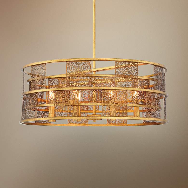 Image 1 Metropolitan Brynhurst 32 inchW Autumn Gold Leaf Pendant Light