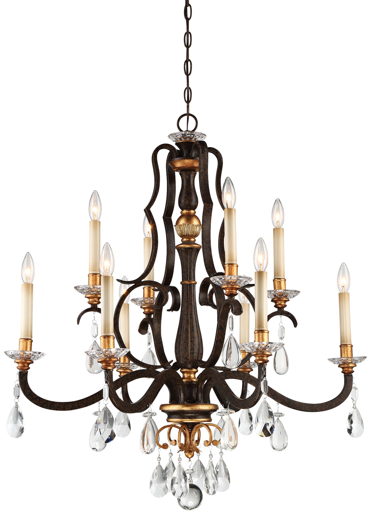 Image 2 Metropolitan Chateau Nobles 10-Light 34-in Raven Bronze and Gold Chandelier