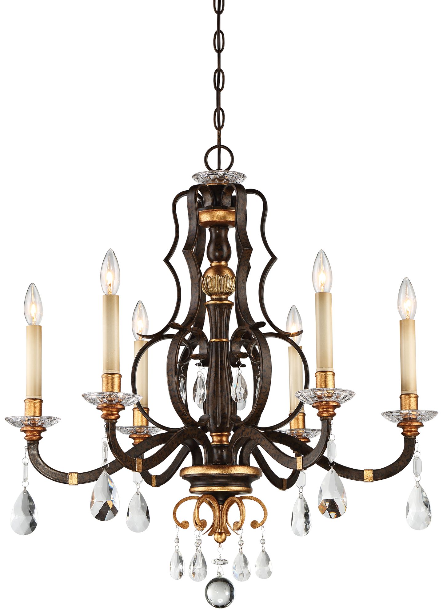 Metropolitan Chateau Nobles 28" Wide Raven Bronze 6-Light Chandelier