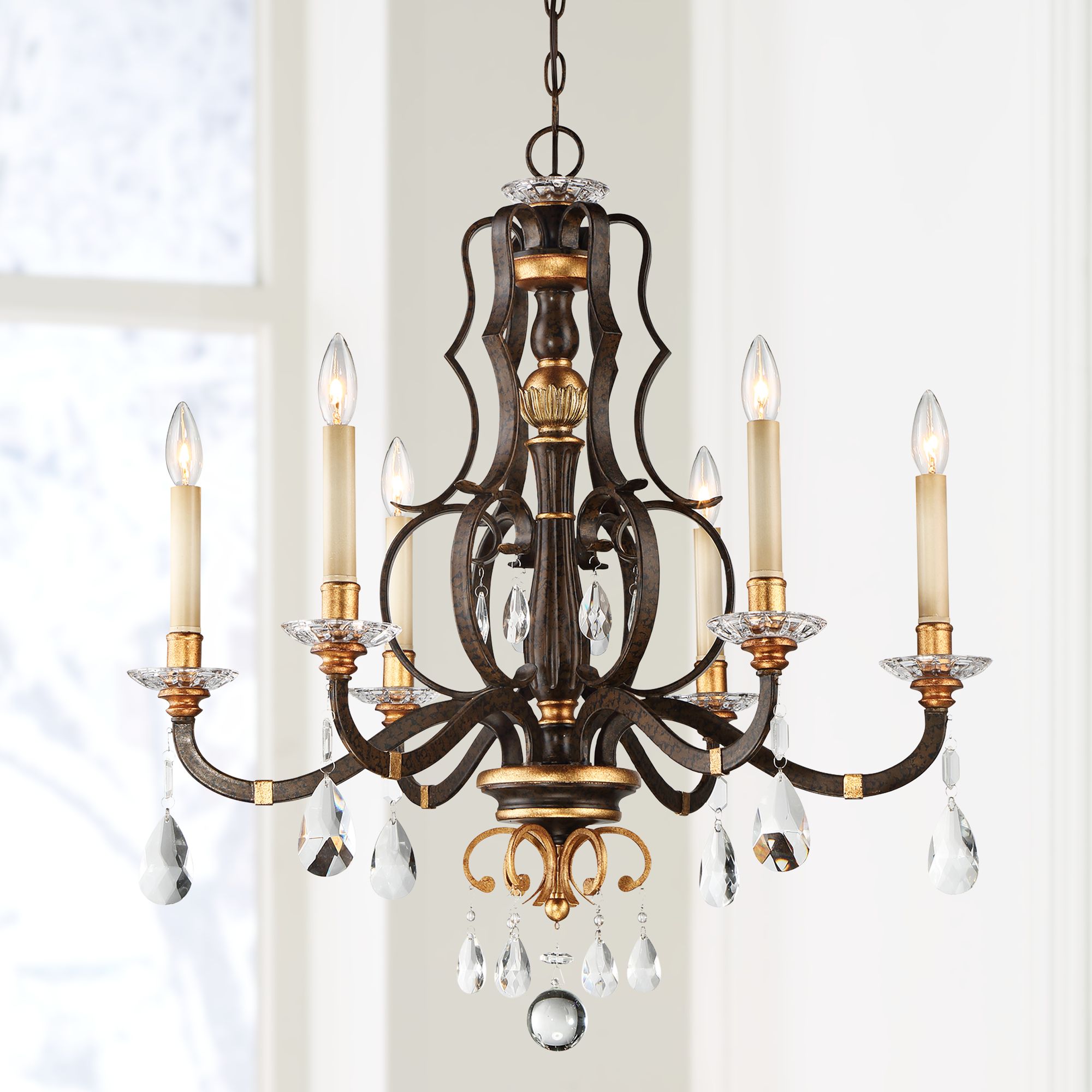Image Metropolitan Chateau Nobles 28" Wide Raven Bronze 6-Light Chandelier