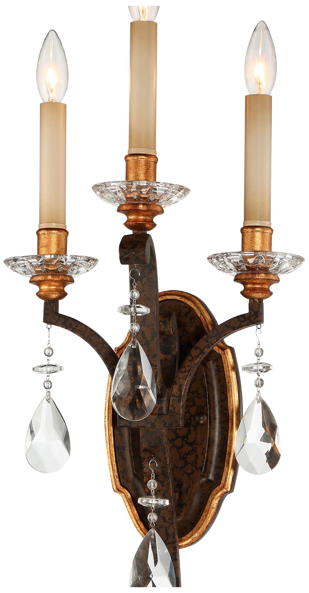 Image 2 Metropolitan Chateau Nobles 3-Light 11.75-in Bronze and Gold Wall Sconce more views