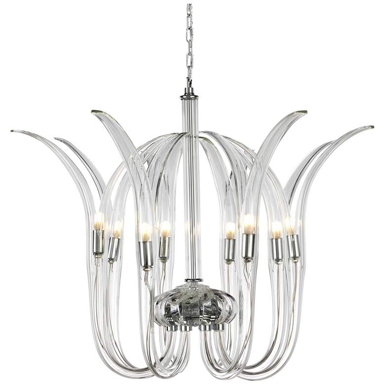 Image 1 Metropolitan Cisne 8-Light Polished Nickel Pendant with Clear Crystal Shade