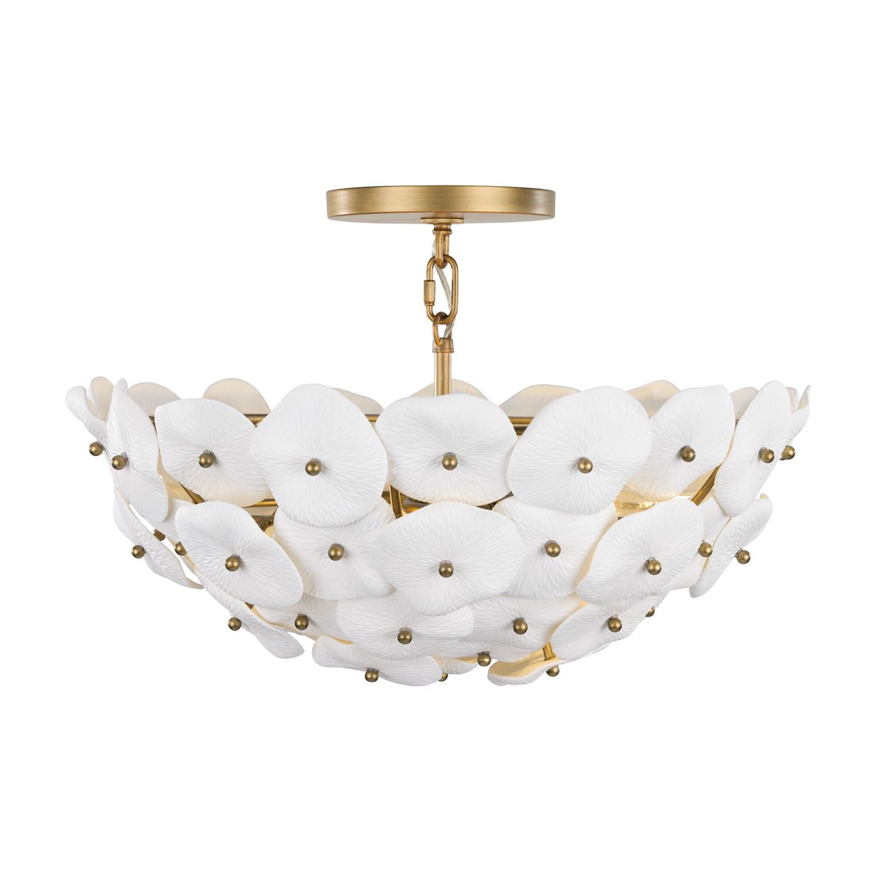 Image 2 Metropolitan Coastlyn 3-Light 22-in Legacy Brass and White Semi-Flush more views