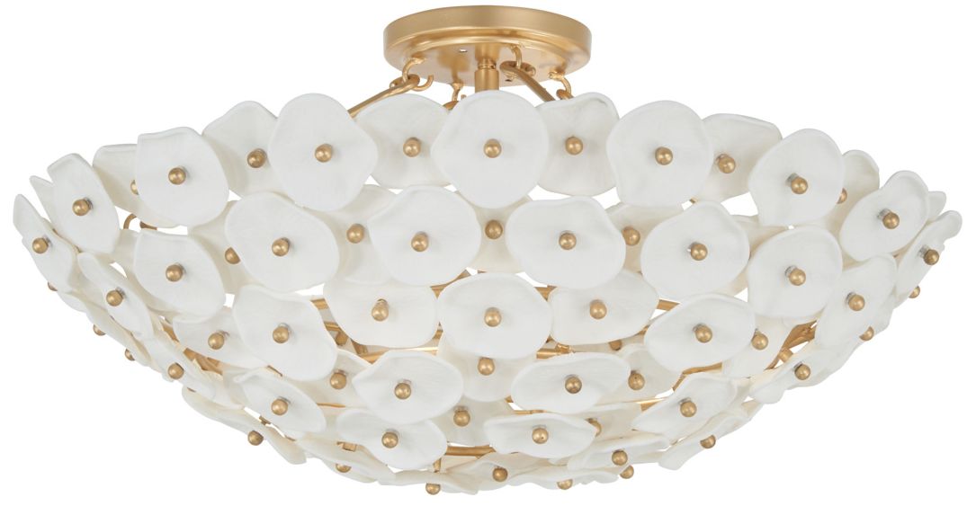 Image 4 Metropolitan Coastlyn 4-Lt 22.5-in Legacy Brass Semi Flush with Flowerettes more views