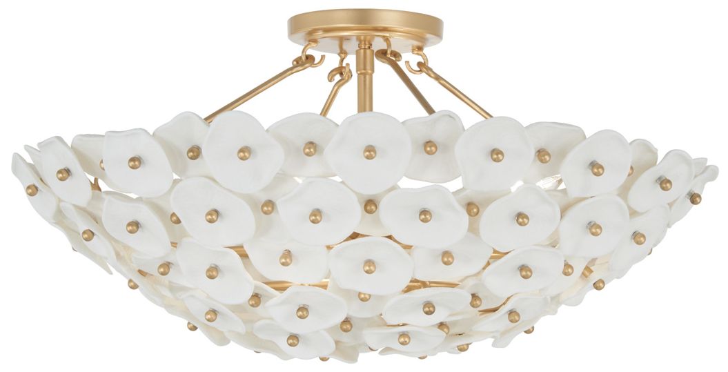 Image 6 Metropolitan Coastlyn 4-Lt 22.5-in Legacy Brass Semi Flush with Flowerettes more views