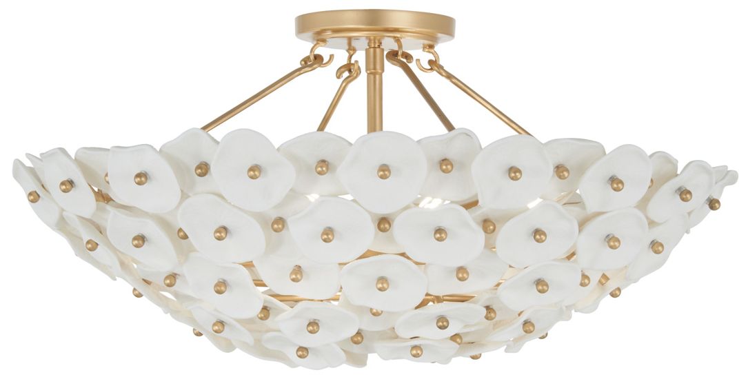 Image 7 Metropolitan Coastlyn 4-Lt 22.5-in Legacy Brass Semi Flush with Flowerettes more views