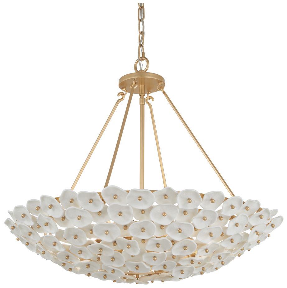 Metropolitan Coastlyn 6-Light 28-in Legacy Brass Pendant with Flowerettes