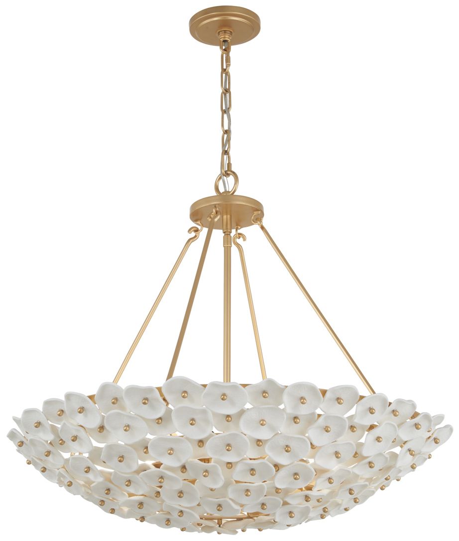 Image 4 Metropolitan Coastlyn 6-Light 28-in Legacy Brass Pendant with Flowerettes more views