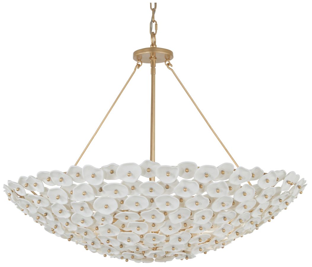Image 2 Metropolitan Coastlyn 8-Light 36-in Legacy Brass Pendant with Flowerettes