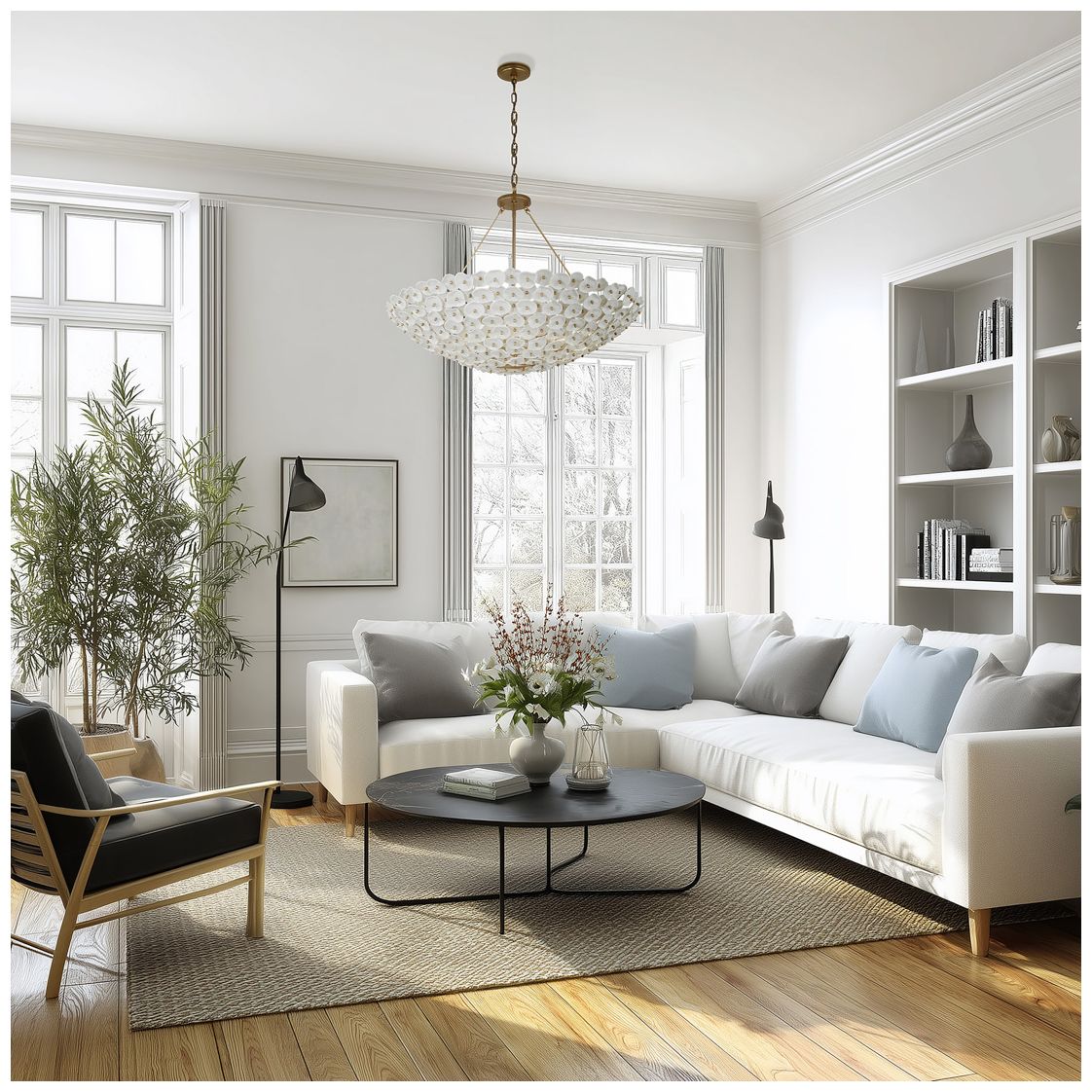 Image 3 Metropolitan Coastlyn 8-Light 36-in Legacy Brass Pendant with Flowerettes more views