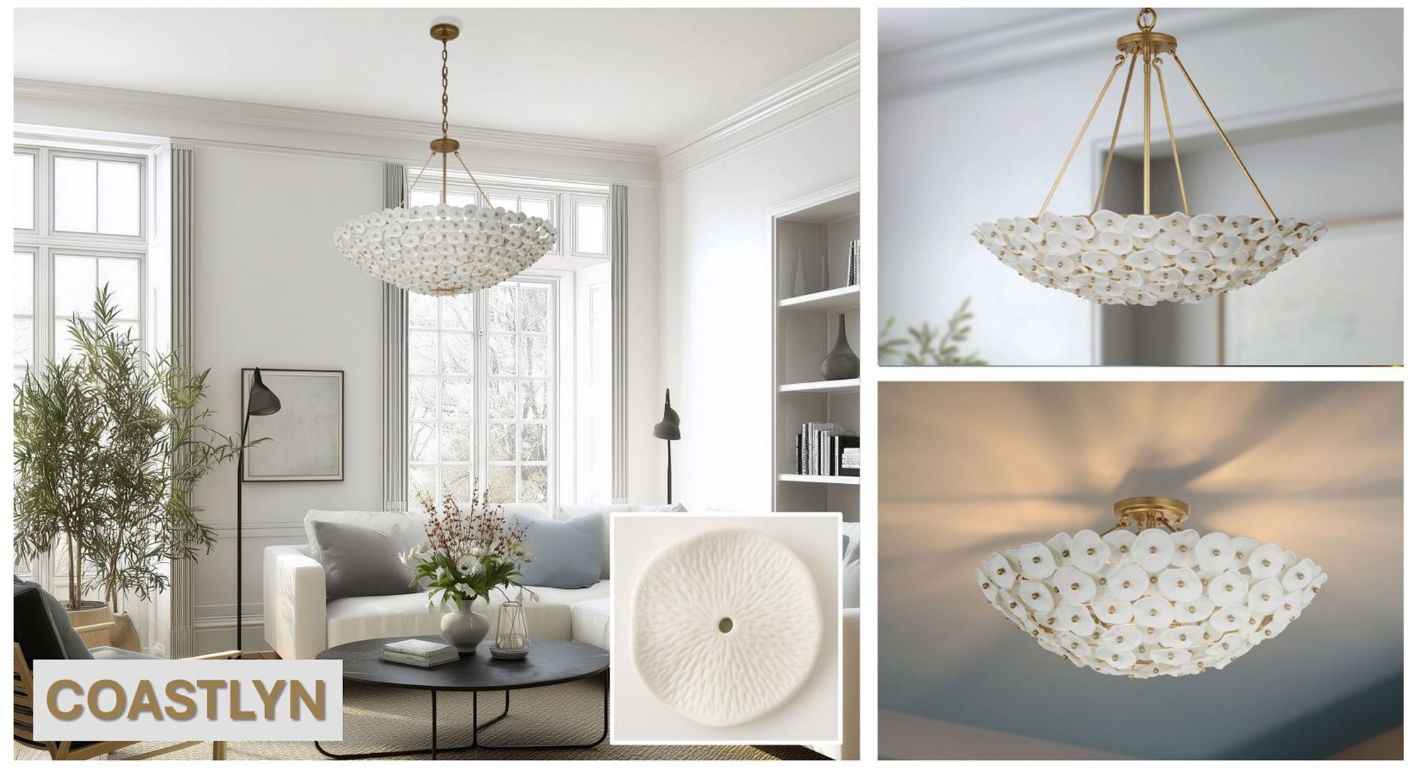 Metropolitan Coastlyn 8-Light 36-in Legacy Brass Pendant with Flowerettes