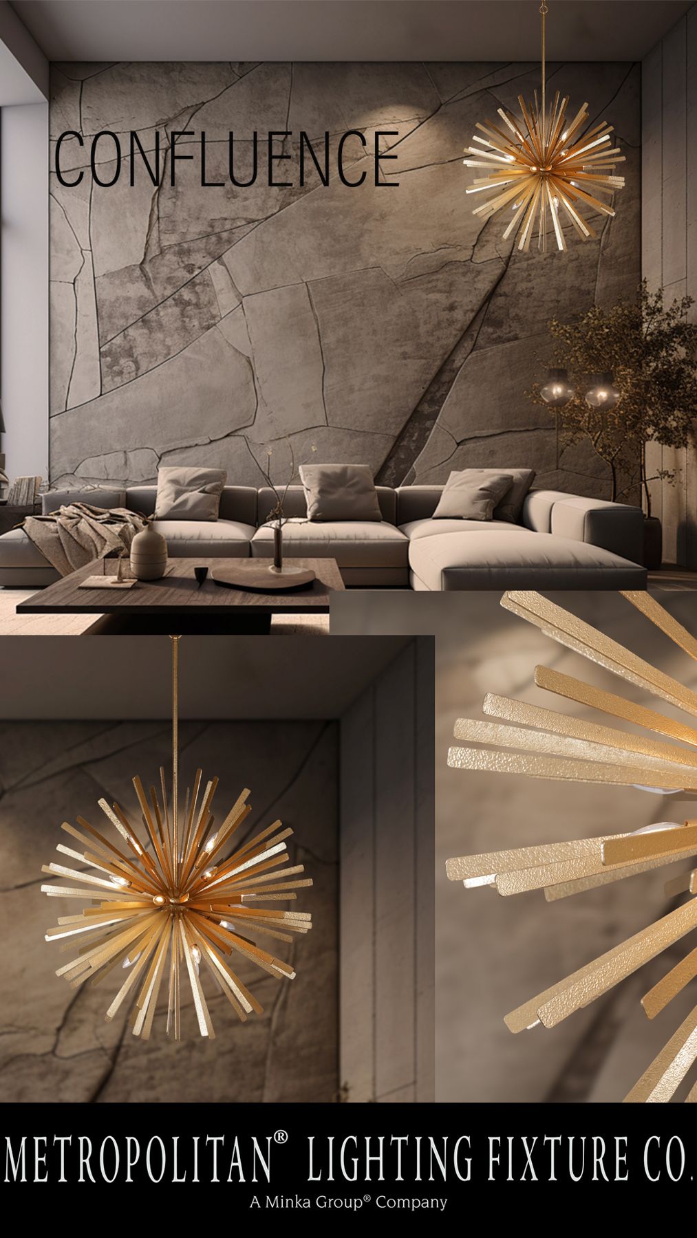 Image 4 Metropolitan Confluence 16-Light 34-in Piastra Gold Pendant with Accents more views