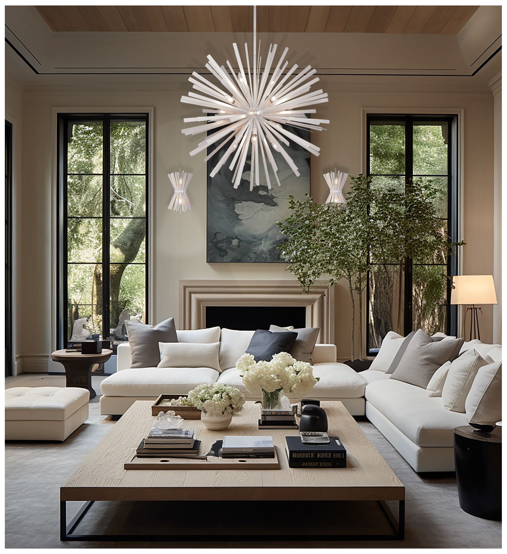 Image 6 Metropolitan Confluence 16-Light 34-in Piastra White Pendant with Accents more views