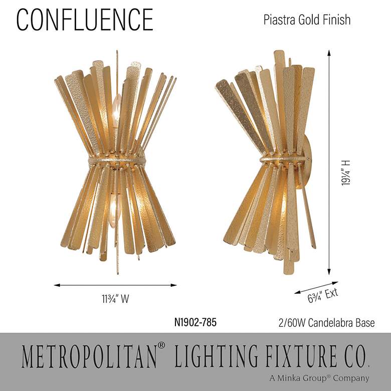 Image 7 Metropolitan Confluence 2-Light Piastra Gold Wall Sconce more views