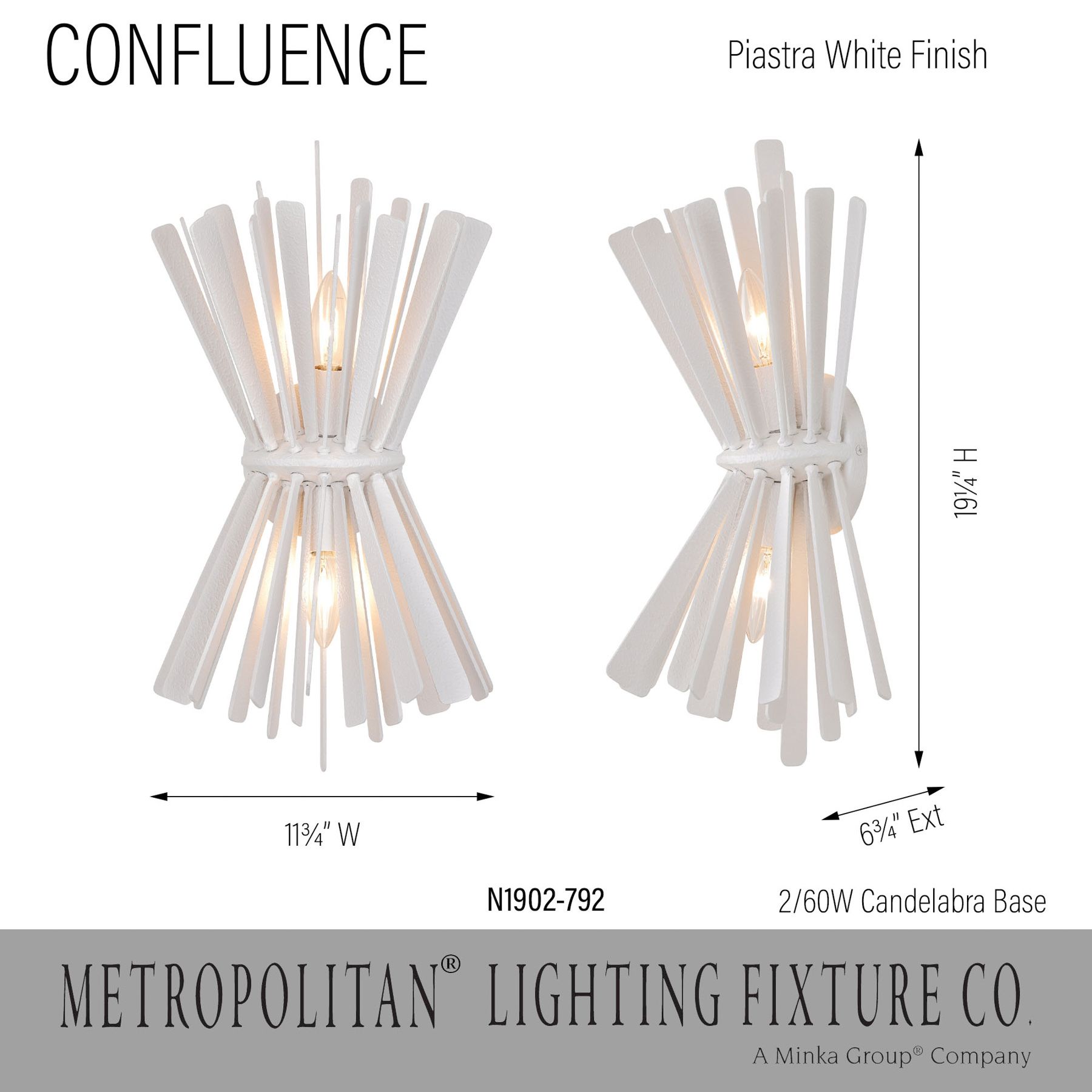 Image 4 Metropolitan Confluence 2-Lt 11.25-in Piastra White Wall Sconce with Accent more views