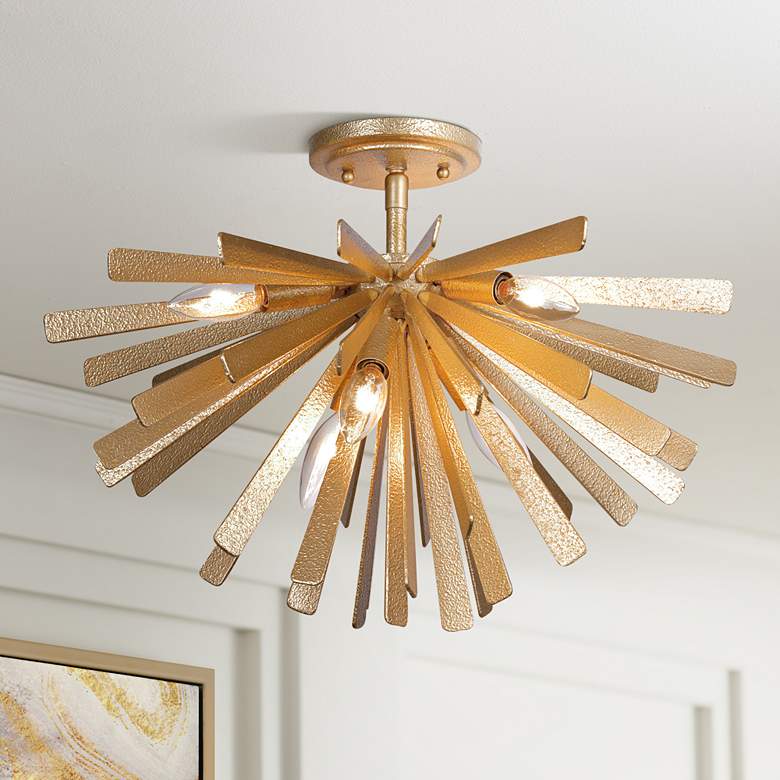 Image 1 Metropolitan Confluence 20" Piastra Gold Modern 6-Light Ceiling Light