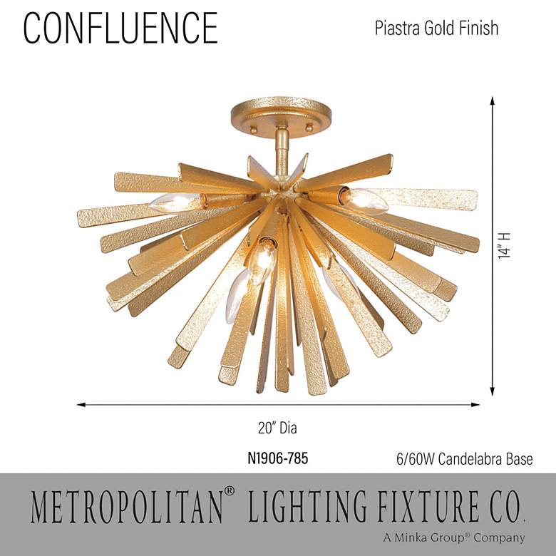Image 5 Metropolitan Confluence 20" Piastra Gold Modern 6-Light Ceiling Light more views