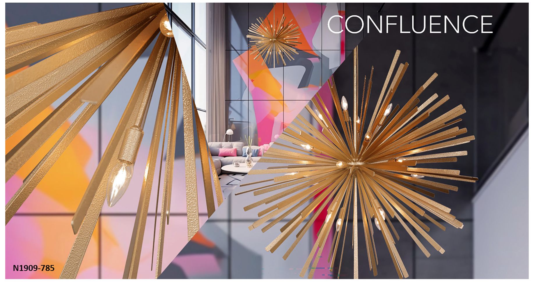 Image 4 Metropolitan Confluence 20-Light 48-in Piastra Gold Pendant with Accents more views