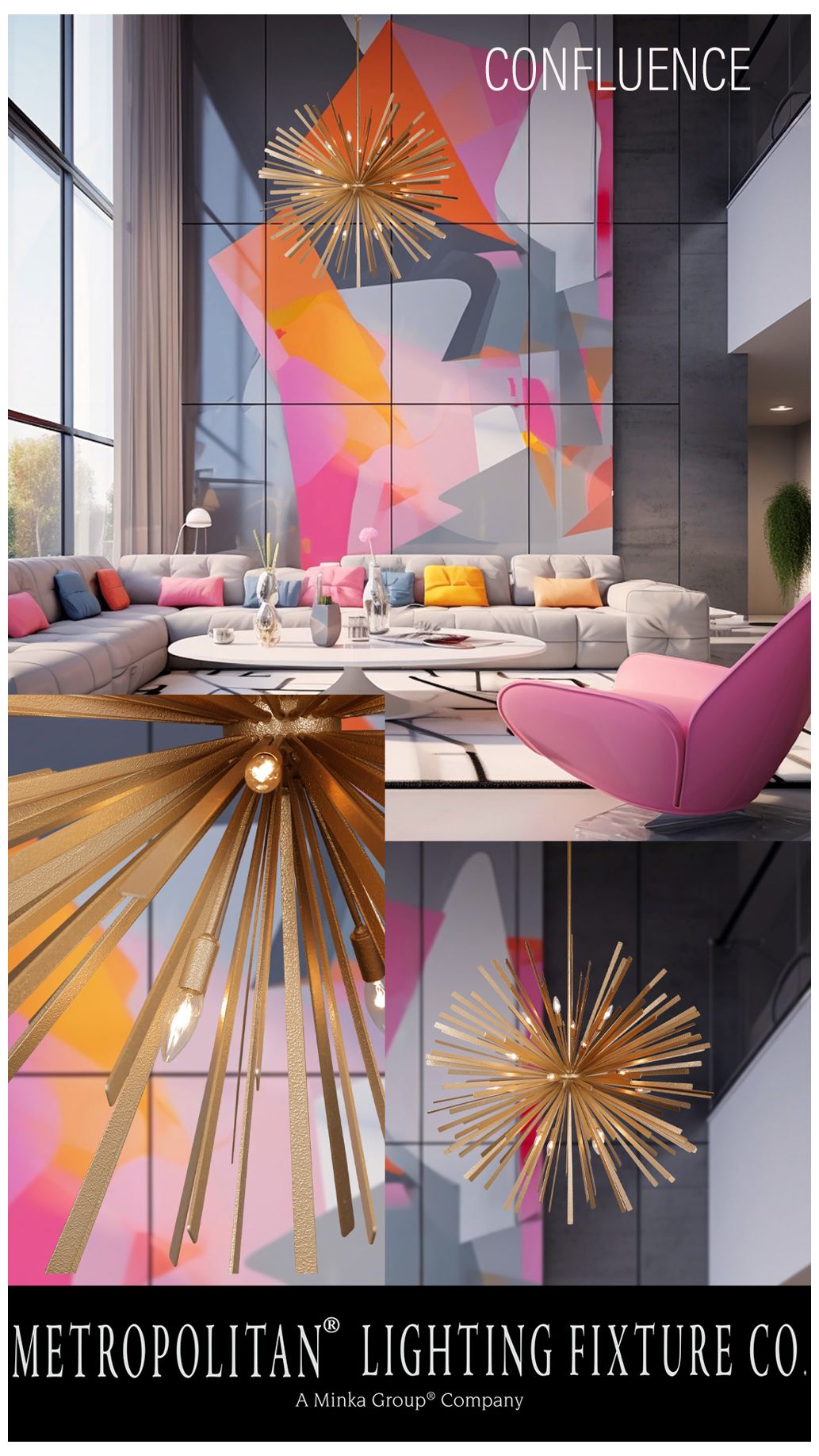 Image 6 Metropolitan Confluence 20-Light 48-in Piastra Gold Pendant with Accents more views