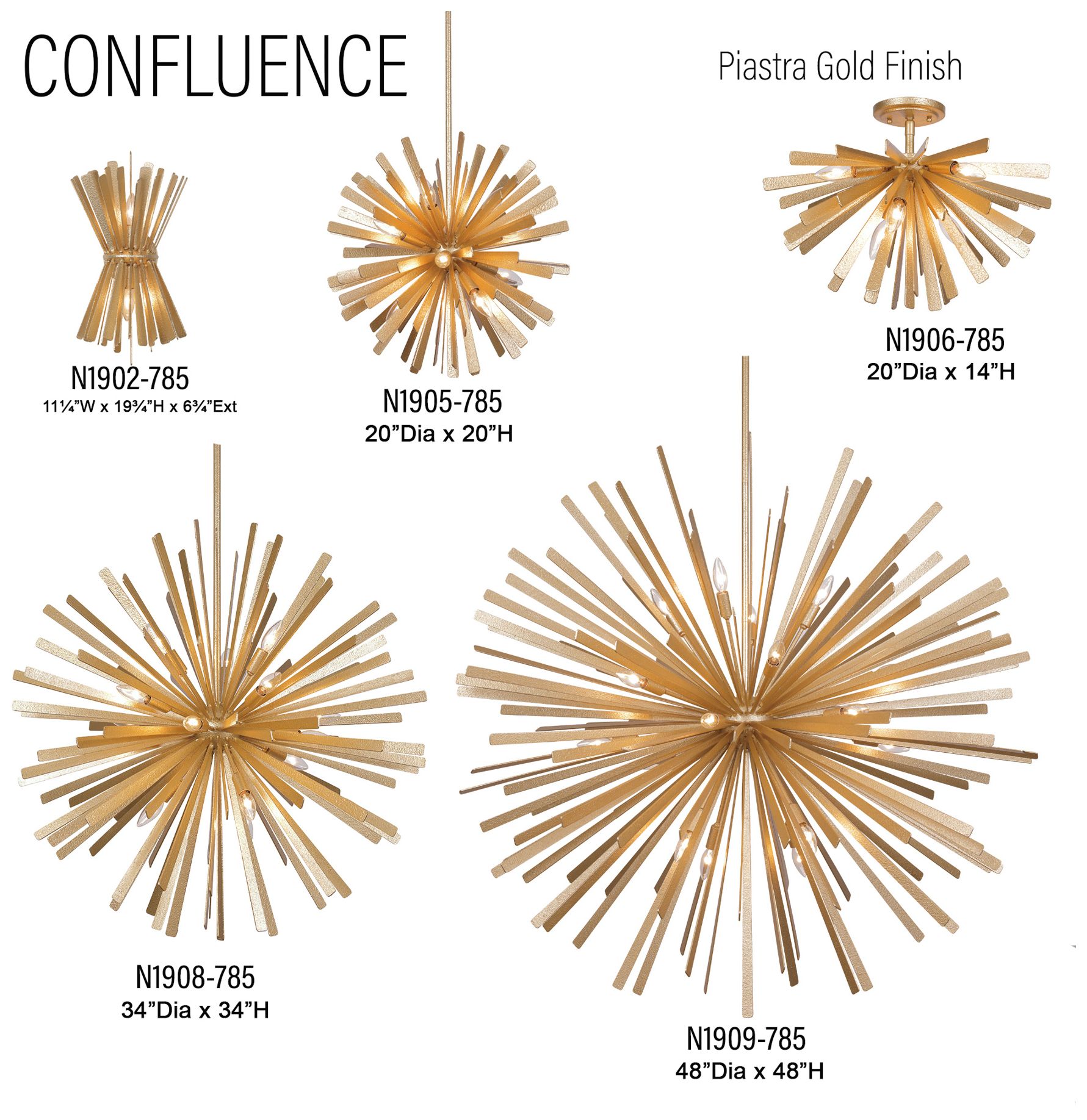 Metropolitan Confluence 20-Light 48-in Piastra Gold Pendant with Accents
