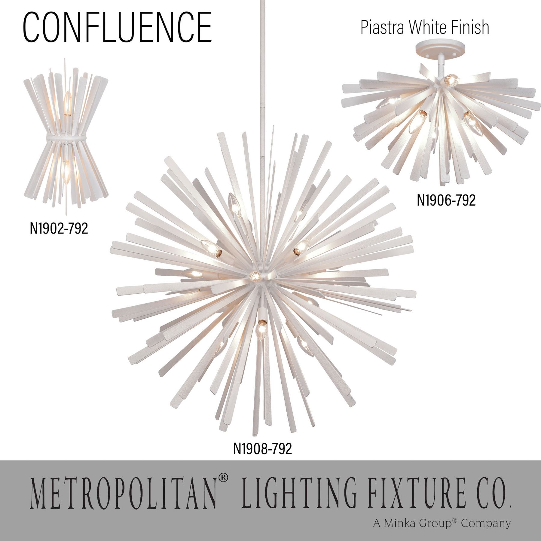 Metropolitan Confluence 20-Light 48-in Piastra White Pendant with Accents