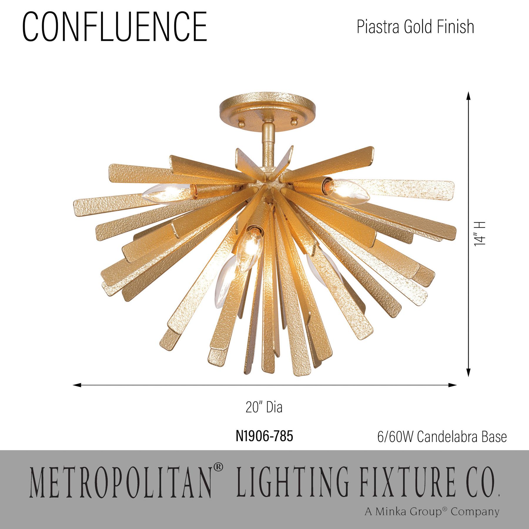 Image 5 Metropolitan Confluence 6-Light Piastra Gold Semi-Flush more views