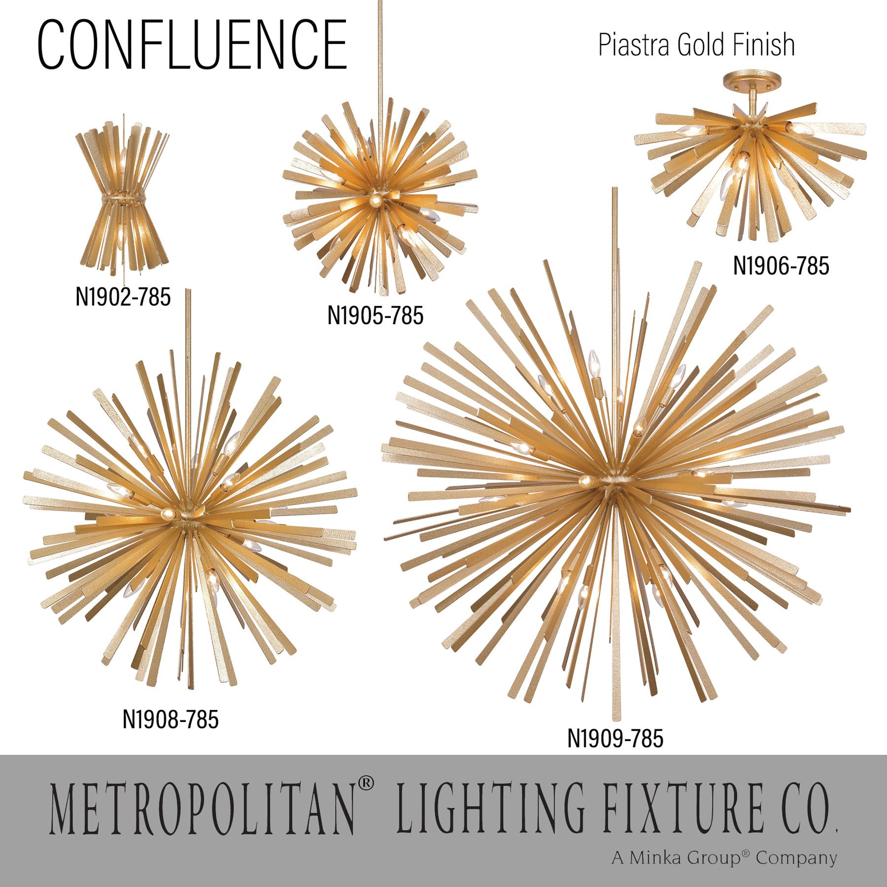 Image 7 Metropolitan Confluence 6-Light Piastra Gold Semi-Flush more views