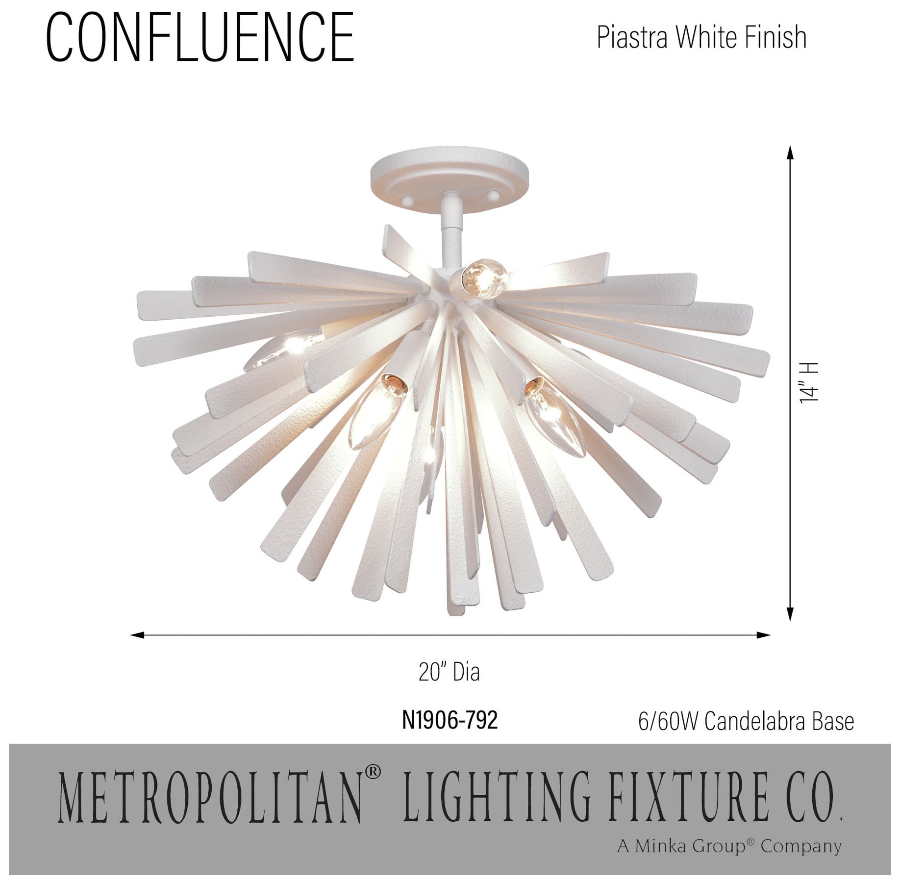 Image 5 Metropolitan Confluence 6-Light Piastra White Semi-Flush more views