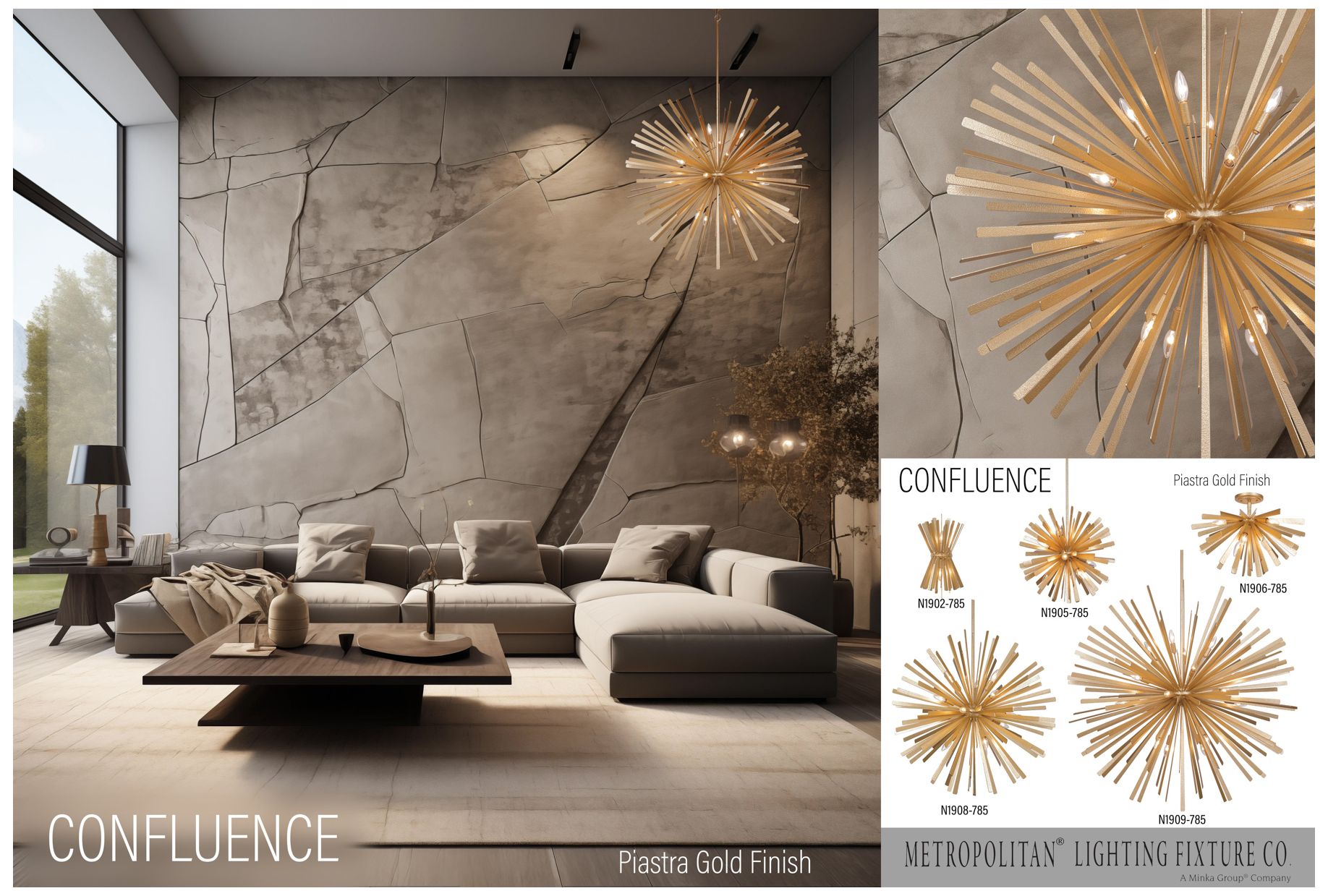 Image 6 Metropolitan Confluence 6-Light Piastra White Semi-Flush more views