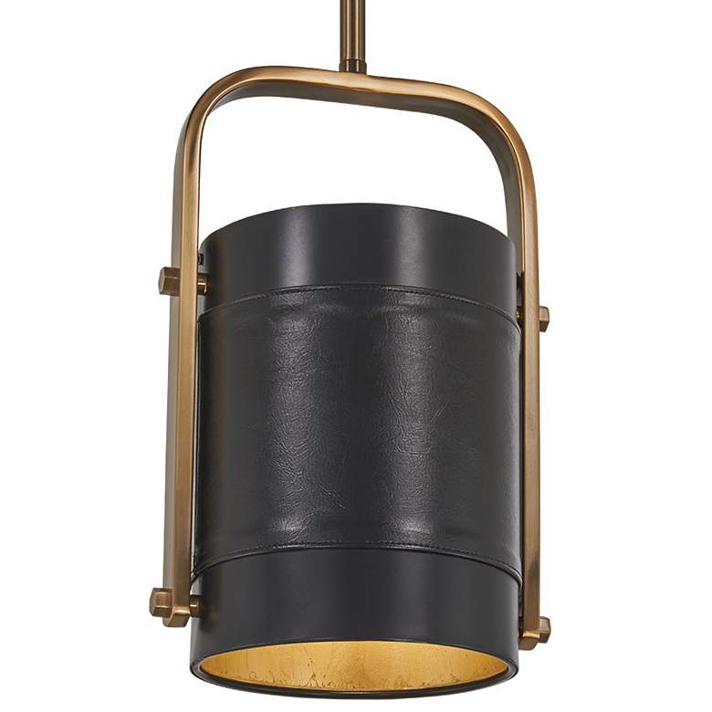 Image 2 Metropolitan Contrast 1-Light Aged Antique Brass Drum Pendant to Semi-Flush more views