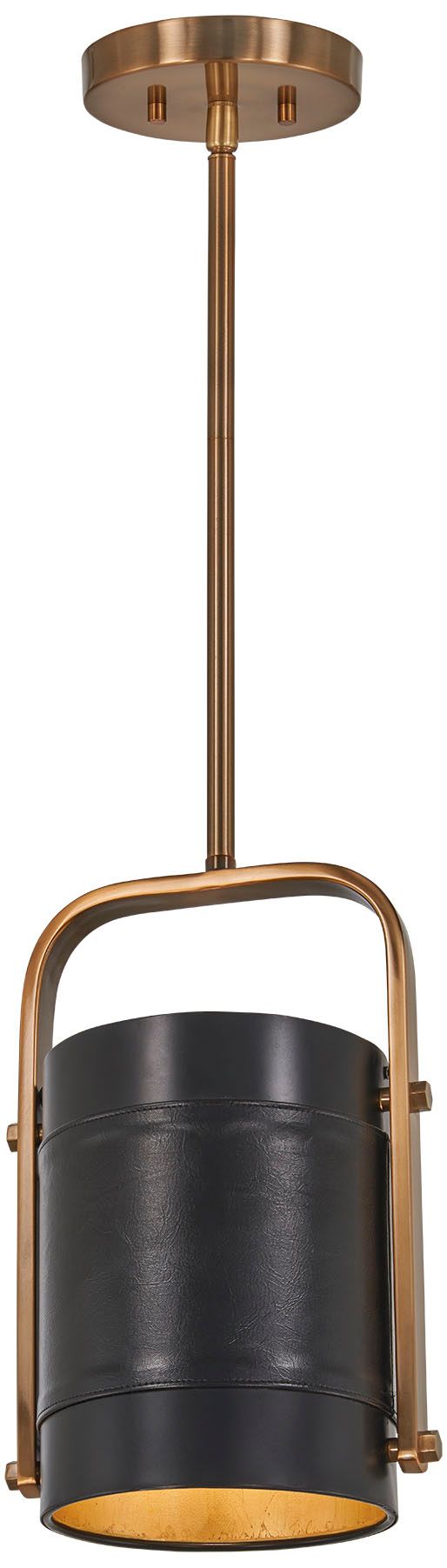 Image Metropolitan Contrast 1-Light Aged Antique Brass Drum Pendant with Shade