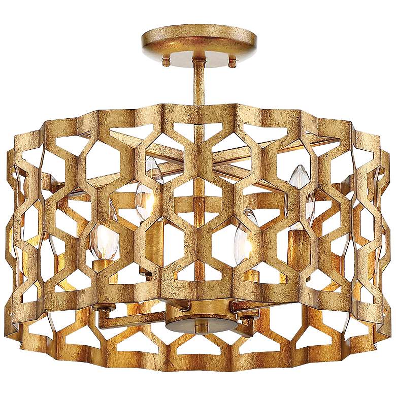 Image 1 Metropolitan Coronade 16 inch Wide Gold Leaf 4-Light Ceiling Light