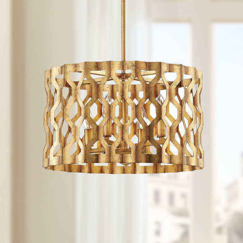 Image 1 Metropolitan Coronade 18"W 4-Light Pandora Gold Leaf Pendant