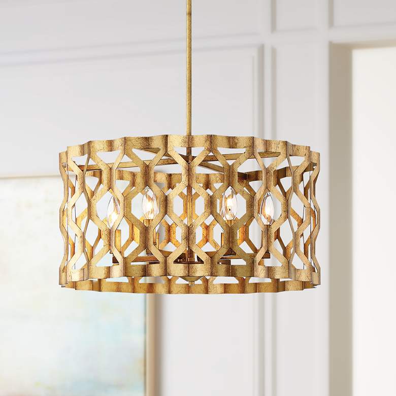 Image 1 Metropolitan Coronade 22" Wide 6-Light Gold Leaf Pendant Light