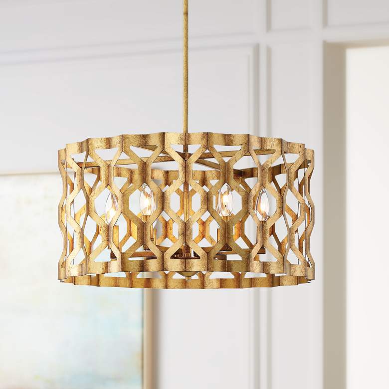 Image 1 Metropolitan Coronade 22 inch Wide 6-Light Gold Leaf Pendant Light