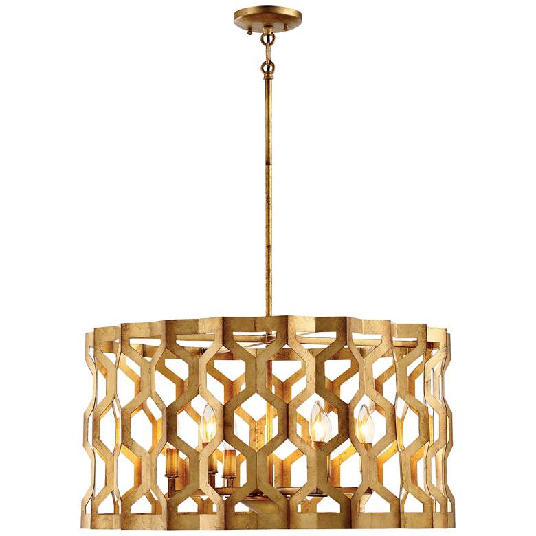 Image 2 Metropolitan Coronade 26 inch Wide 6-Light Gold Leaf Pendant Light