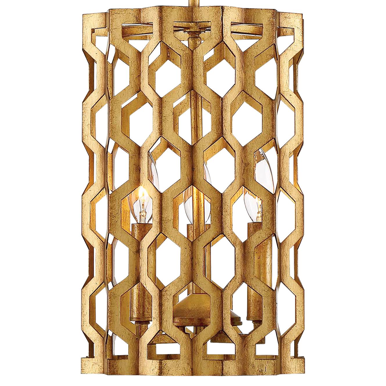 Image 3 Metropolitan Coronade 3-light 9-in Pandora Gold Leaf Mini-Pendant more views