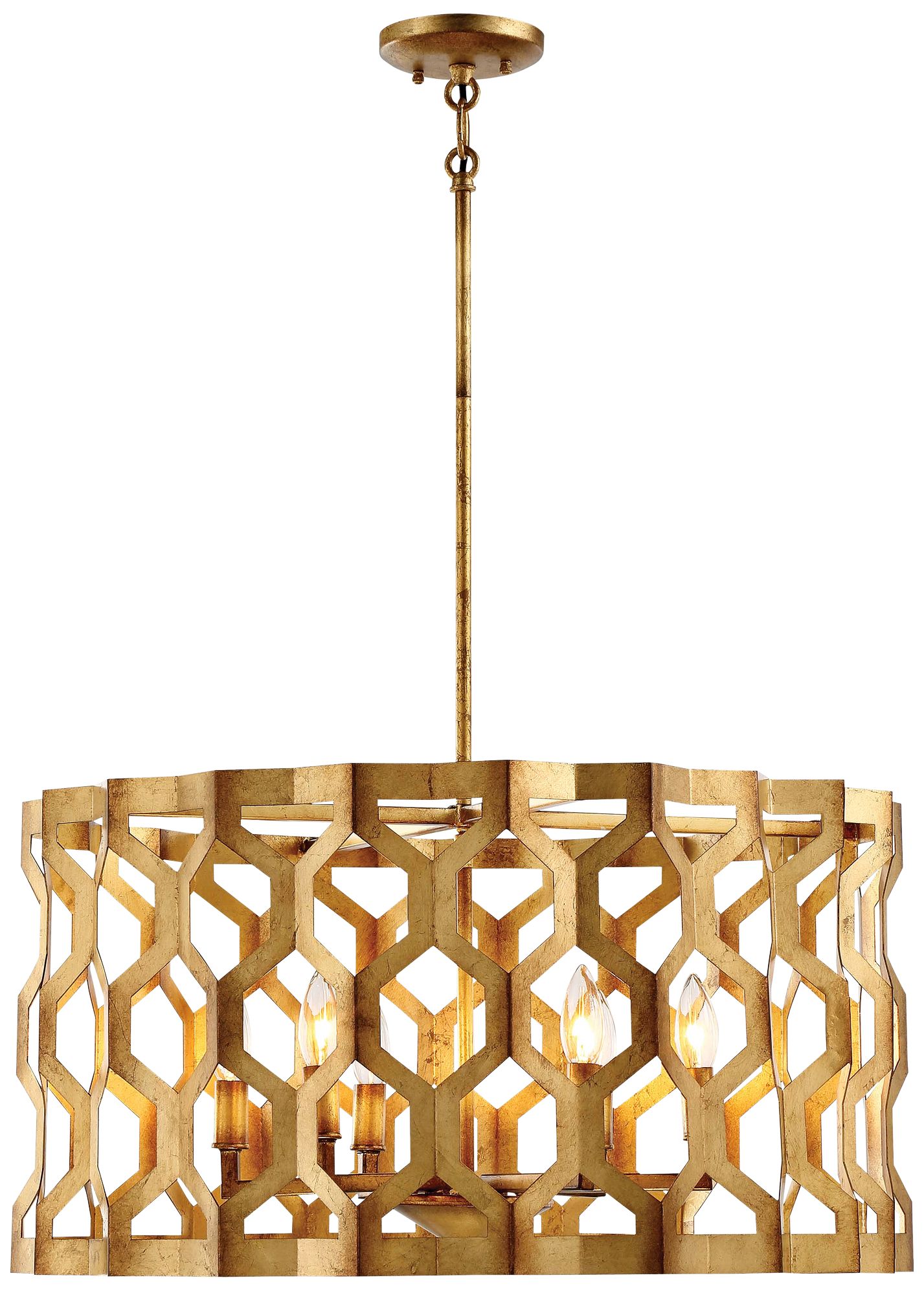 Metropolitan Coronade 6-Light 26-in Pandora Gold Leaf Pendant
