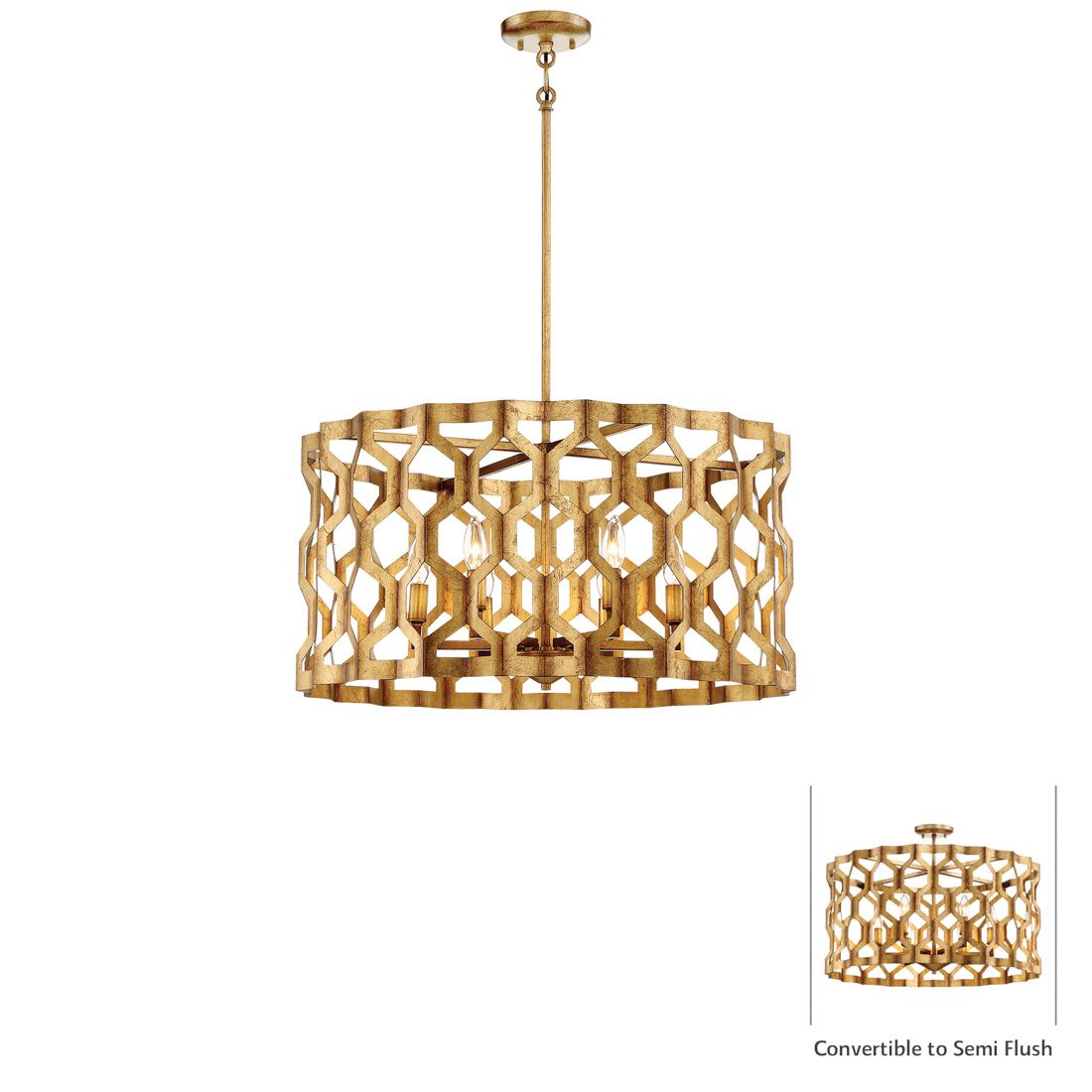 Image 5 Metropolitan Coronade 6-Light 26-in Pandora Gold Leaf Pendant more views